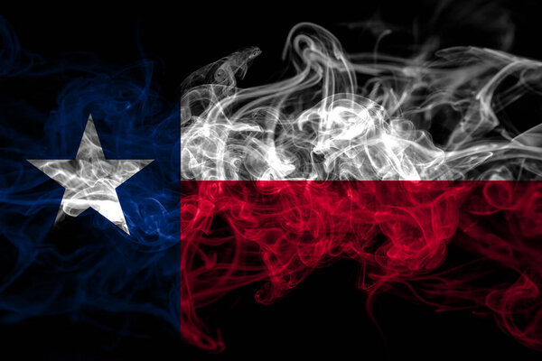 United States of America, America, US, USA, American, Texas smoke flag isolated on black background