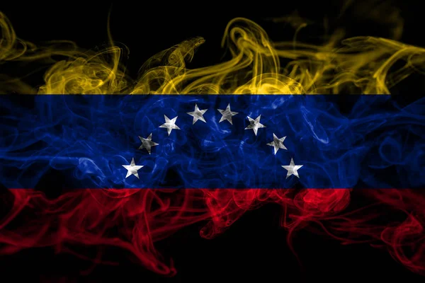 Bandera Humo Venezuela Aislada Sobre Fondo Negro —  Fotos de Stock