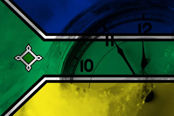 Brasile Brasile Bandiera Amapa Con Orologio Vicino Alla Mezzanotte Sullo — Foto Stock