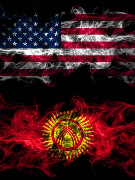 United States America America Usa American Kyrgyzstan Smoky Mystic Flags — Stock Photo, Image