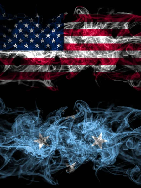 United States America America Usa American Micronesia Smoky Mystic Flags — Stock Photo, Image