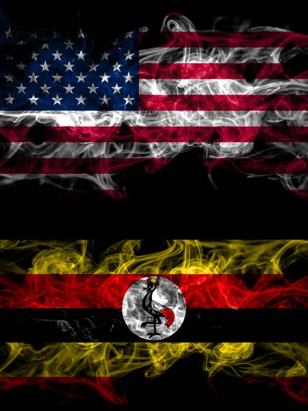 United States America America Usa American Uganda Smoky Mystic Flags — Stock Photo, Image