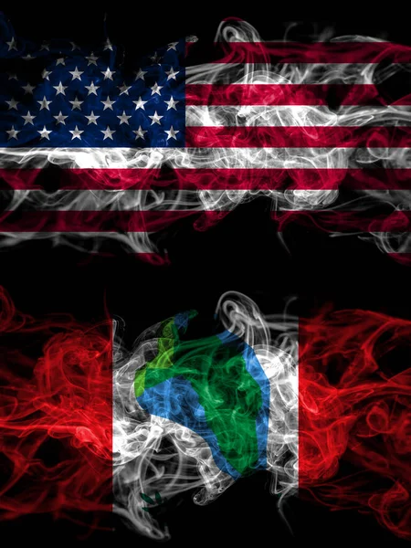 United States America America Usa American Smoky Mystic Flags Placed — Stock Photo, Image