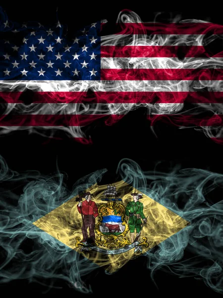 United States America America Usa American Smoky Mystic Flags Placed — Stock Photo, Image