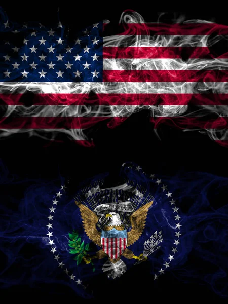 United States America America Usa American Smoky Mystic Flags Placed — Stock Photo, Image