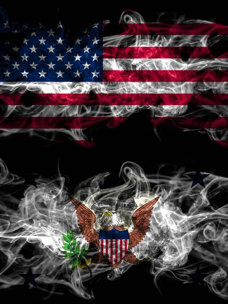 United States America America Usa American Smoky Mystic Flags Placed — Stock Photo, Image