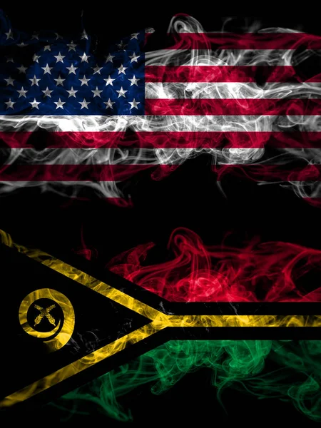 United States America America Usa American Vanuatu Smoky Mystic Flags — Stock Photo, Image