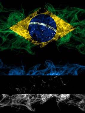 Brezilya, Brezilya Estonya 'ya karşı, Estonya dumanlı mistik bayrakları yan yana yerleştirildi. Kalın renkli ipeksi soyut duman bayrakları.