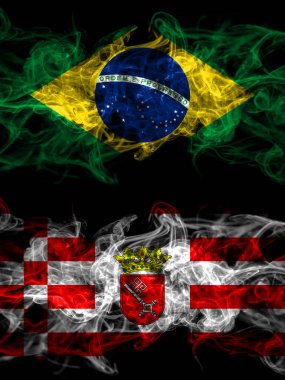 Brezilya, Brezilya Almanya 'ya karşı, Alman, Bremen yan yana yerleştirilmiş dumanlı mistik bayraklar. Kalın renkli ipeksi soyut duman bayrakları.