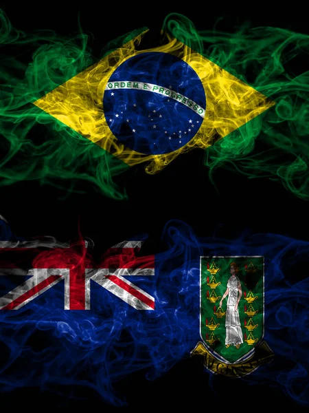 Brazil Brazilian Britain British Virgin Islands Smoky Mystic Flags Placed — Stock Photo, Image