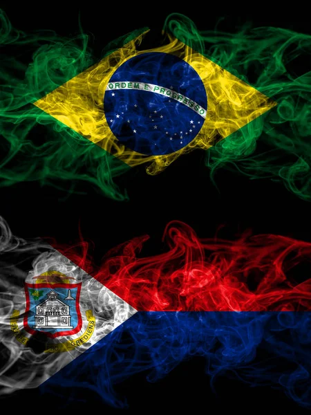 Brazil Brazilian Netherlands Dutch Holland Sint Maarten Smoky Mystic Flags — Fotografia de Stock