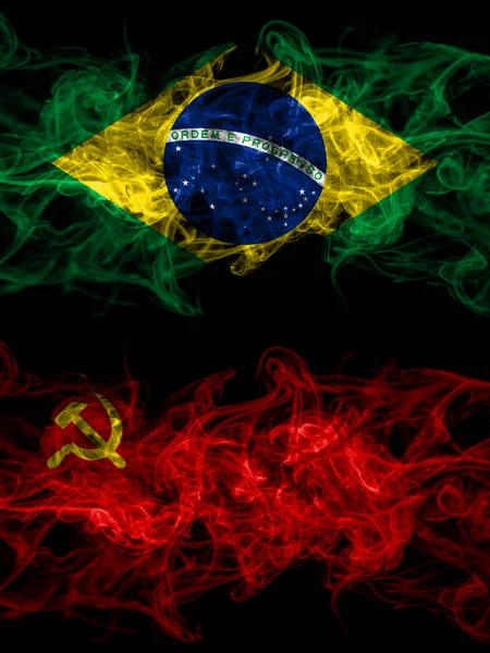 Brazylia Brazylia Zsrr Sowieci Rosja Rosjanie Komunizm Dymiące Mistyczne Flagi — Zdjęcie stockowe