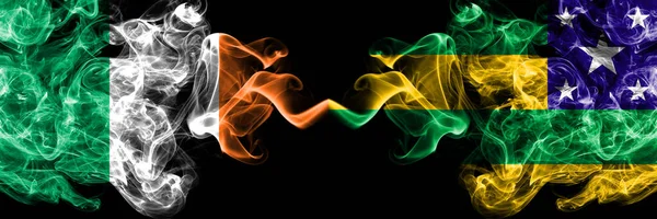 Republic Ireland Irish Brazil Brazilian Sergipe Smoky Mystic Flags Placed — Stock Photo, Image