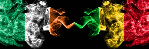 Republic Ireland Irish Mali Smoky Mystic Flags Placed Side Side — Stock Photo, Image