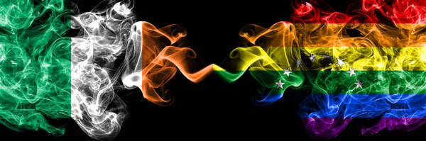 République Irlande Irlandaise Venezuela Gay Fumé Mystique Drapeaux Placés Côte — Photo