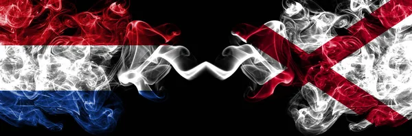 Netherlands Alabama Alabamian Smoky Mystic Flags Placed Side Side Thick — Stock Photo, Image
