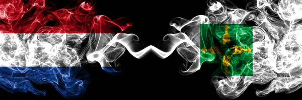 Países Baixos Brasil Estados Distrito Federal Bandeiras Místicas Fumegantes Colocados — Fotografia de Stock