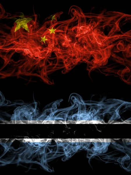 China Chinese Botswana Batswana Smoky Mystic Flags Placed Side Side — Foto Stock