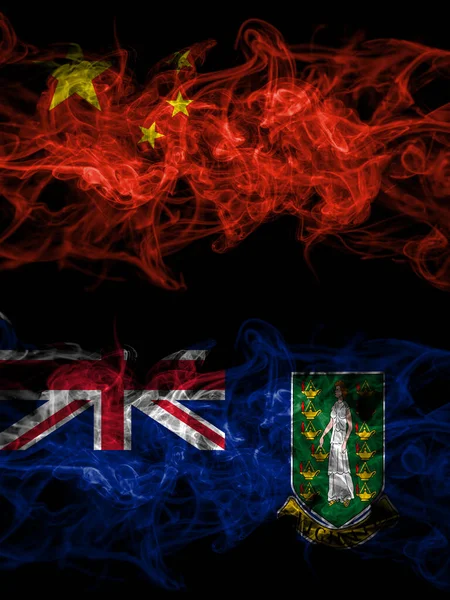 China Chinese Britain British Virgin Islands Smoky Mystic Flags Placed — Stock fotografie