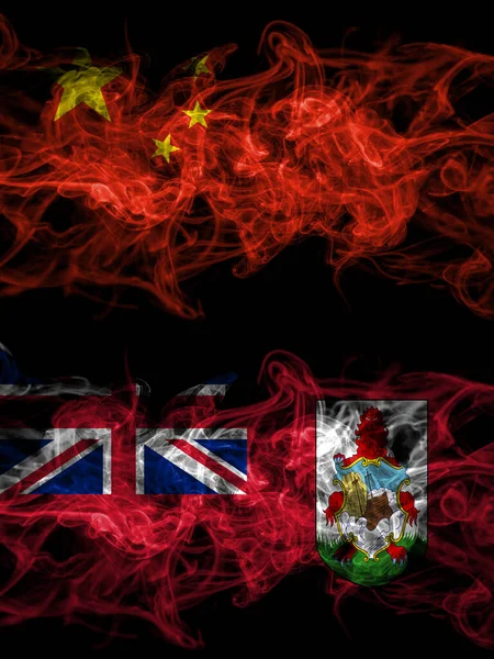 China Chinese British Britain Bermuda Smoky Mystic Flags Placed Side — 图库照片