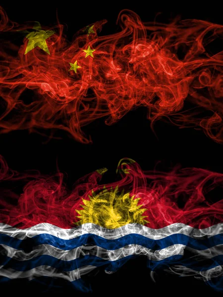 China Chinese Kiribati Smoky Mystic Flags Placed Side Side Thick — Foto de Stock