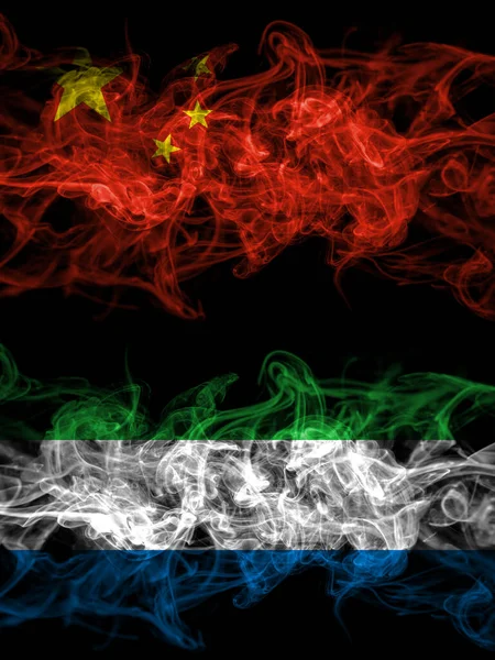 China Chinese Sierra Leone Smoky Mystic Flags Placed Side Side — Foto de Stock
