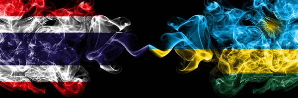 Thailand Thai Rwanda Smoky Mystic Flags Placed Side Side Thick — Stock Photo, Image