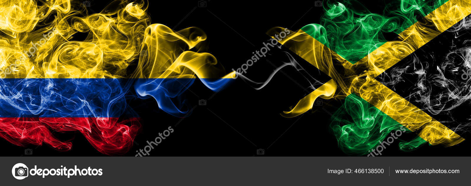 Colombia Colombian Jamaica Jamaican Smoky Mystic Flags Placed Side Side