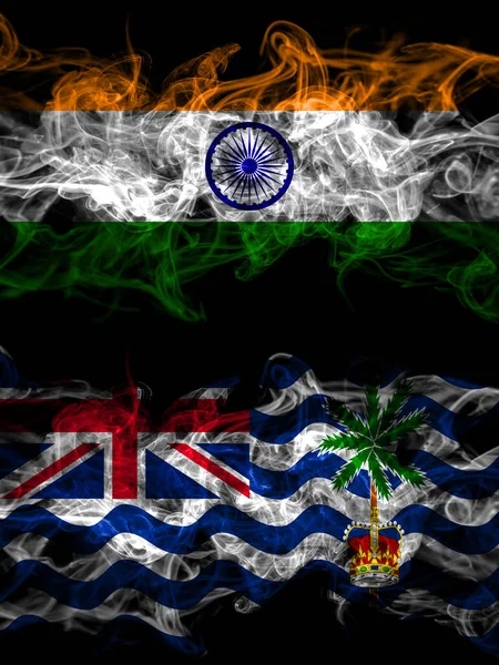 Inde Indien Britannique Grande Bretagne Territoire Océan Indien Fumé Drapeaux — Photo