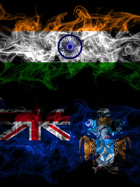 India India Británicos Gran Bretaña Tristán Cunha Banderas Místicas Ahumadas — Foto de Stock