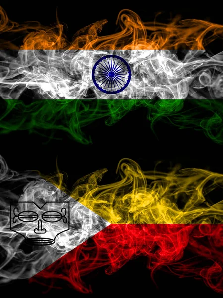 India Isole Indiane Marchesi Bandiere Mistiche Fumose Affiancate Bandiere Fumo — Foto Stock
