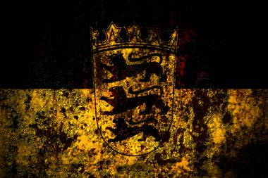 Almanya, Baden Wurttemberg, grunge metal arka plan dokusu üzerinde çizik ve çatlaklarla devlet bayrağı