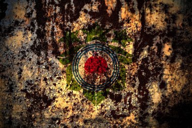 Japonya, Japonca, Biratori, Hokkaido, Hidaka, Grunge metal arka plan deseninde tırmalanmış ve çatlamış alt bölge bayrağı