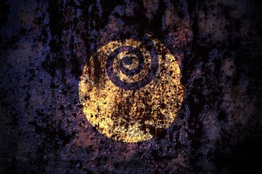 Japonya, Japonya, Ibaraki Bölgesi bayrağı grunge metal arka plan dokusu üzerinde çizikler ve çatlaklarla