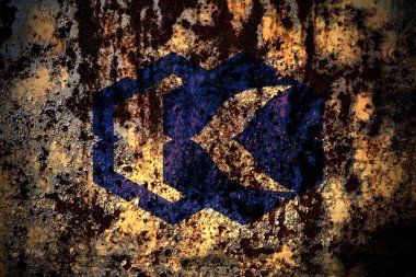 Japonca, Japonca, Kutchan, Hokkaido, Shiribeshi, Grunge metal arka plan deseninde tırmalanmış ve çatlamış bayrak