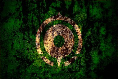 Japonya, Japonca, Kyogoku, Hokkaido, Shiribeshi, Grunge metal arka plan dokusunda çizik ve çatlaklarla bayrak