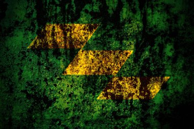 Japonya, Japonca, Miyazaki Bölgesi bayrağı grunge metal arka plan dokusu üzerinde çizikler ve çatlaklarla