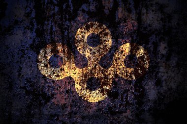 Japon, Japon, Osaka Bölgesi bayrağı grunge metal arka plan deseninde çizikler ve çatlaklarla