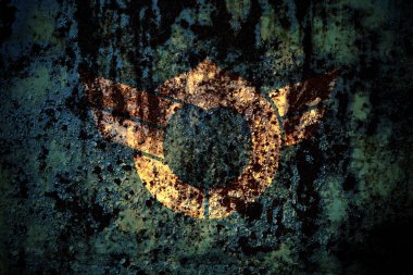 Japonya, Japonca, Shiga Valiliği bayrağı grunge metal arka plan dokusu üzerinde çizikler ve çatlaklarla