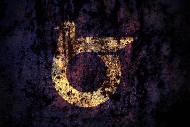 Japon, Japon, Tottori Bölgesi bayrağı grunge metal arka plan dokusu üzerinde çizikler ve çatlaklarla