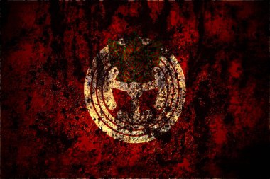 Japonya, Japonca, Toyotomi, Hokkaido, Soya, Grunge Metal arka planda bayrak çizik ve çatlaklarla