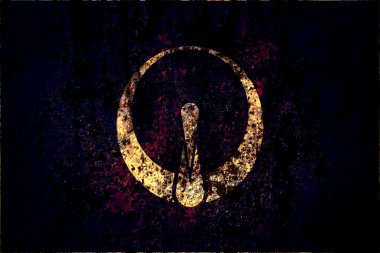 Japonca, Japonca, Tsurui, Hokkaido, Kushiro, Grunge metal arka plan dokusunda çizik ve çatlaklarla bayrak