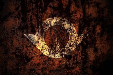 Japon, Japon, Yamaguchi Bölgesi bayrağı grunge metal arka plan dokusu üzerinde çizikler ve çatlaklarla