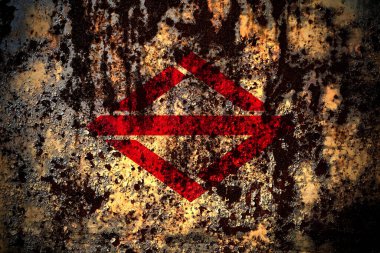 Japon, Japon, Yokohama, Kanagawa bayrağı grunge metal arka plan dokusu üzerinde çizikler ve çatlaklarla