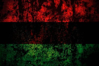 Organizasyonlar, Pan Afrikalı, UNIA bayrağı grunge metal arkaplan dokusunda çizikler ve çatlaklarla