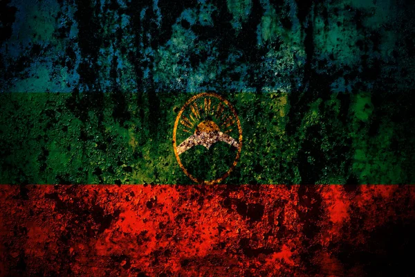 Rosja Rosja Karaczay Cherkessia Flaga Grunge Metalowe Tło Tekstury Rys — Zdjęcie stockowe
