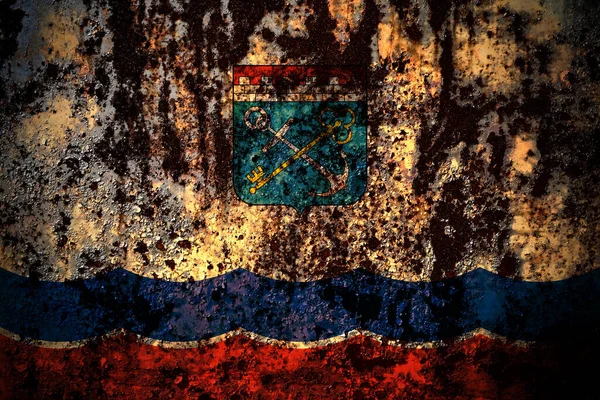 Rosja Rosja Leningrad Flaga Obwodu Grunge Metalowe Tło Tekstury Rys — Zdjęcie stockowe