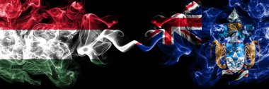 Macaristan, Macaristan İngilizlere karşı, İngiltere, Tristan da Cunha dumanlı bayrakları yan yana. 