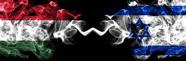 Ungern Ungern Mot Israel Israeliska Rökiga Flaggor Sida Vid Sida — Stockfoto