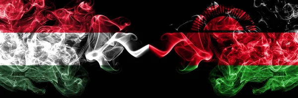 Hungary Hungarian Malawi Smoky Flags Side Side — Stock Photo, Image